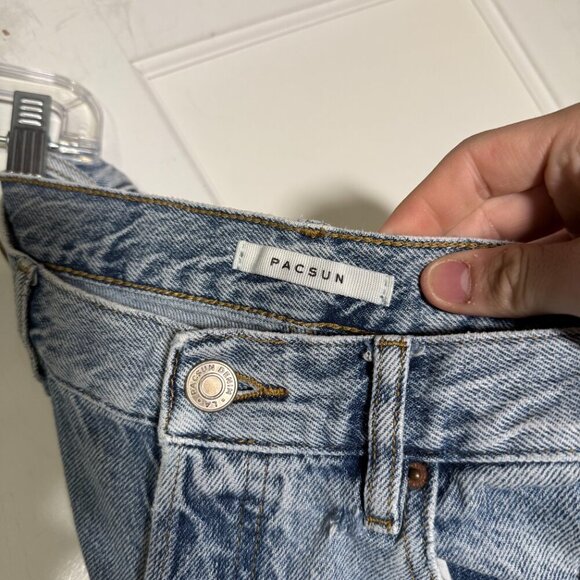 PacSun Ultra High Rise Slim Jeans Distressed Acid-Wash Panel Two-Tone Size 28 - Picture 8 of 10
